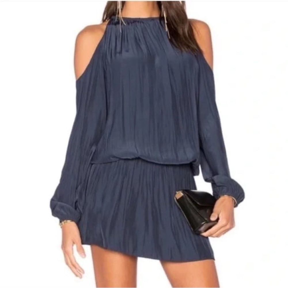 Ramy Brook Navy Cold Shoulder Long Sleeve Dress